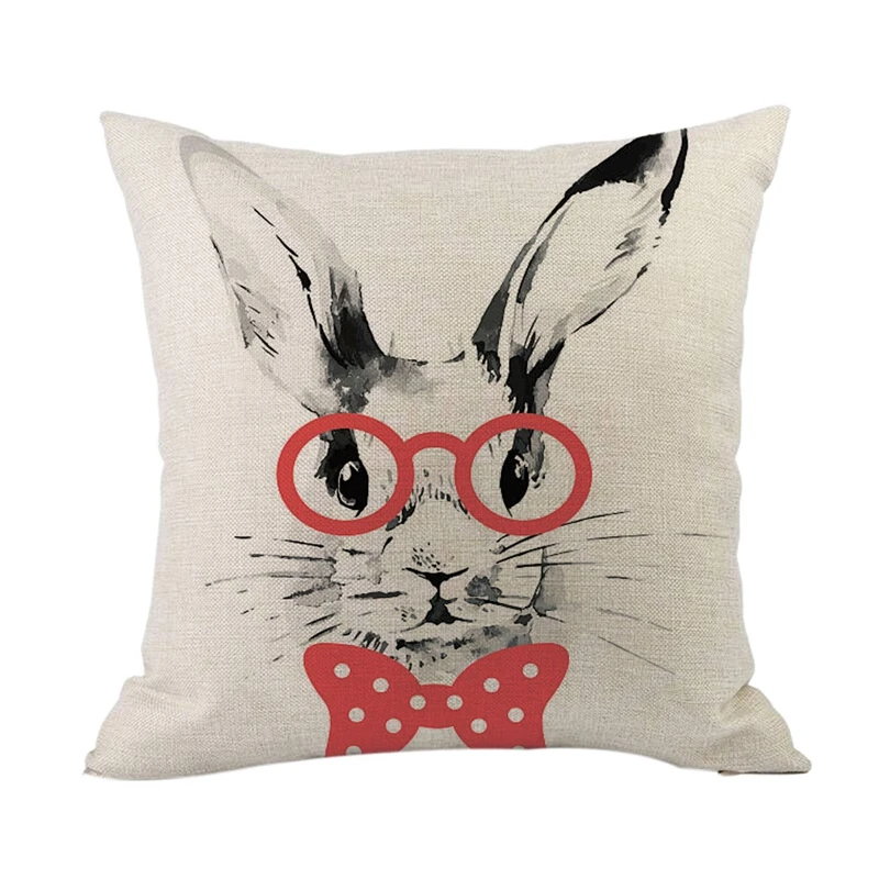

Happy Easter Sofa Bed Home Decoration Festival Pillow Case Cushion Cover Easter Rabbit