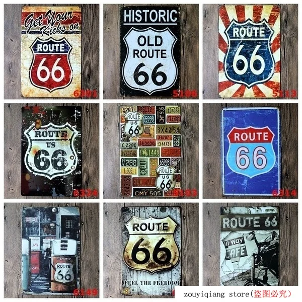 Винтажные жестяные знаки Route 66 настенная наклейка домашний декор железные