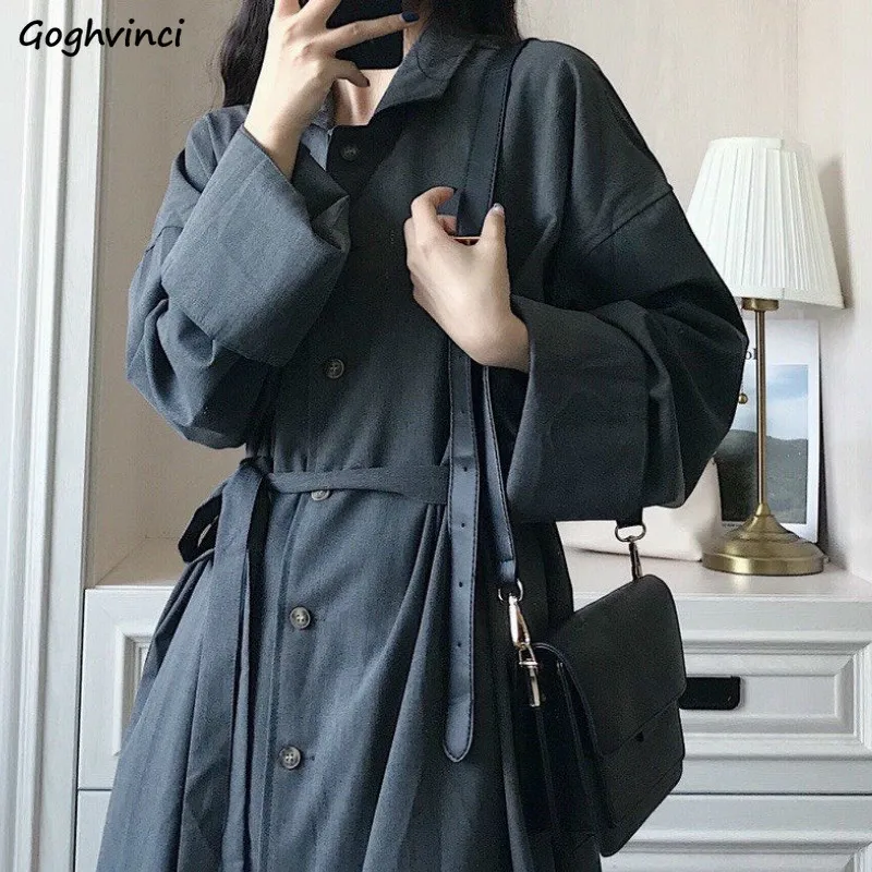 Abrigo largo de gabardina cortavientos para mujer, ropa de abrigo holgada de estilo coreano, moda de gran tamaño, combina con todo, Chic, Ulzzang, primavera y otoño, nuevo