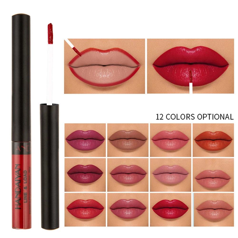 

HANDAIYAN Matte Liquid Lipstick Lip Gloss Waterproof Long Lasting Velvet Glossy Nude Lips Color Makeup Easy To Wear