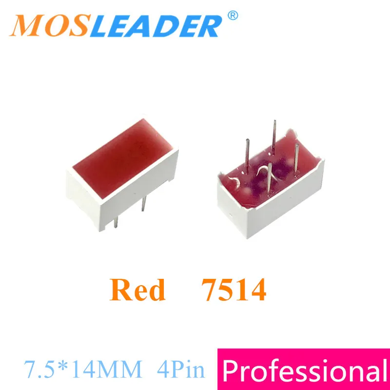 Mosleader 7514 디스플레이 평면 튜브 표시기 led, 레드 그린 옐로우, 게임 플레이어, 레크리에이션 기계 led, 7.5x14mm, 100 개