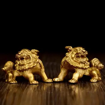 

2Pcs/set Chinese Style Lion Art Sculpture Little Monkeys Statue Animal Figurine Brass Art&Craft Home Feng Shui Decoration R2667