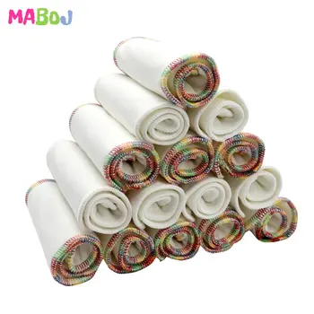 

MABOJ Baby Eco-friendly Diaper 10pcs Bamboo Cotton Insert Ecological 4-layer One Size Pocket Cloth Diapers Reusable Nappy Cover