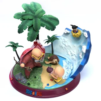 

Newest Anime Dragon ball Z Son Goku Krillin Master Roshi Turtle Fairy House Scene PVC action figure collectible model toys DBZ