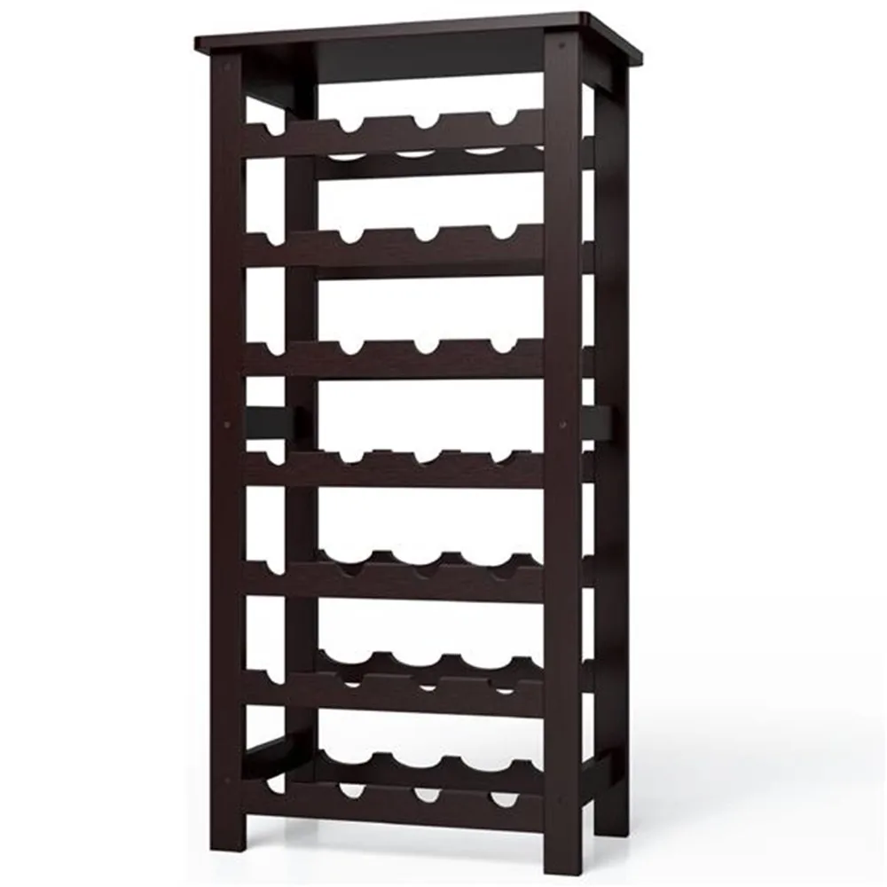 

Wooden Wine Rack 7 Tier Free Standing Wine Storage Rack Display Shelves 28 Bottles Capacity Storage Standing Table