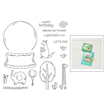 

2020 New Hot Animal Elephant Giraffe kangaroo Koala Bird Balloon Stamps and Metal Cutting Dies For Scrapbooking Card Foil Making