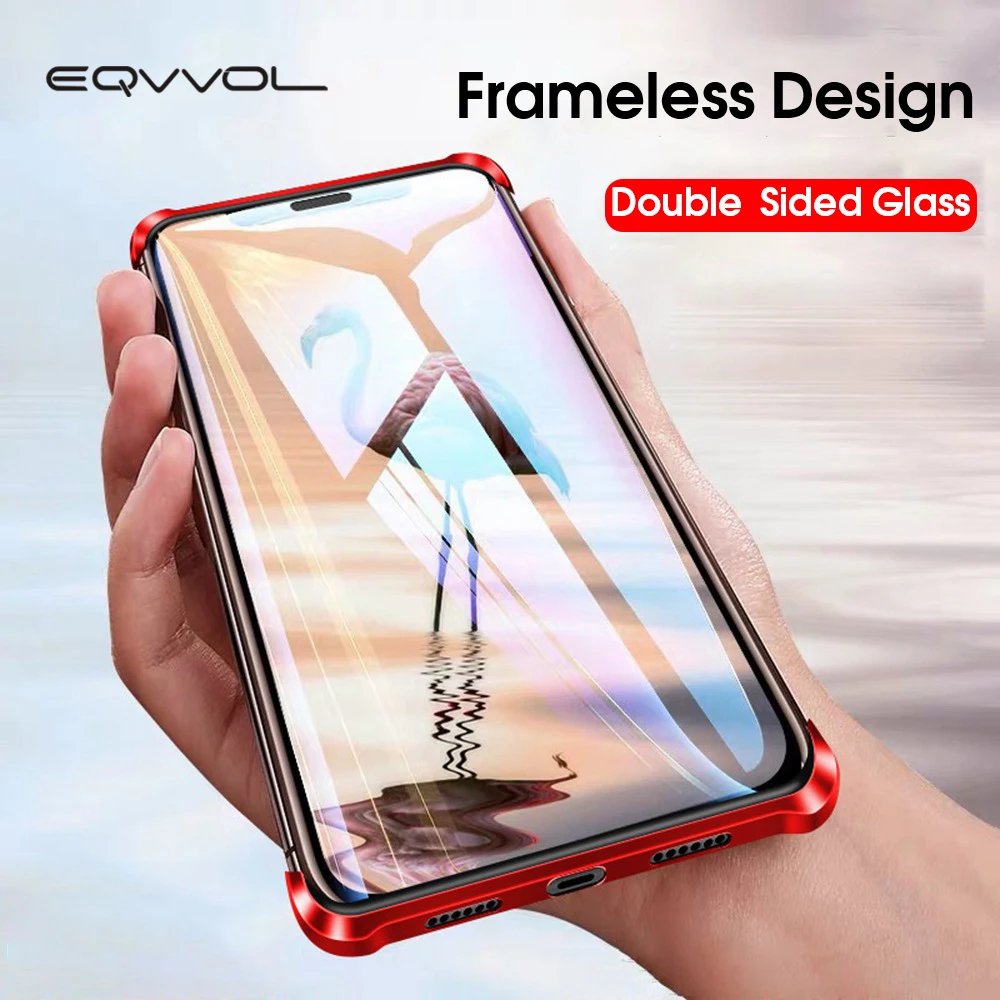 

Eqvvol Frameless Metal Magnetic Case For iPhone X XS MAX XR Double Sided Glass Magnet Case For iPhone 7 8 Plus 7plus Cover Coque