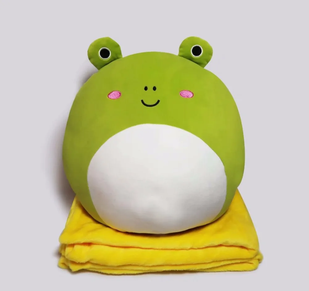 Fat Animal Pillows Kawaii Cat Totoro Frog Penguin Dog Pig 2 in 1 Pillow Blanket Christmas for Children Doll Toy Kids Gift