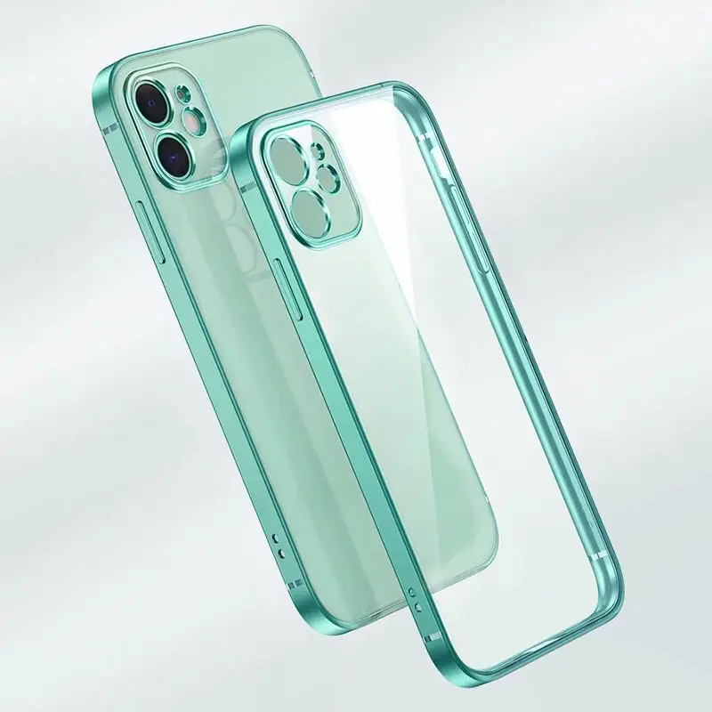 

Luxury Classic Square frame Plating case on For iphone 11 Pro Max 12 iphone X XS MAX XR 7 8 plus se 2020 case Soft Clear Cover