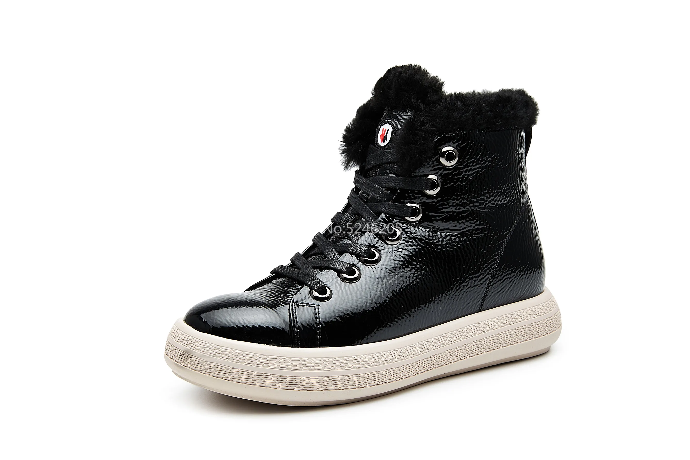 Зимние Модные женские ботинки из натуральной кожи с круглым носком; цвет черный, белый; кроссовки на шнуровке; зимние ботинки на меху