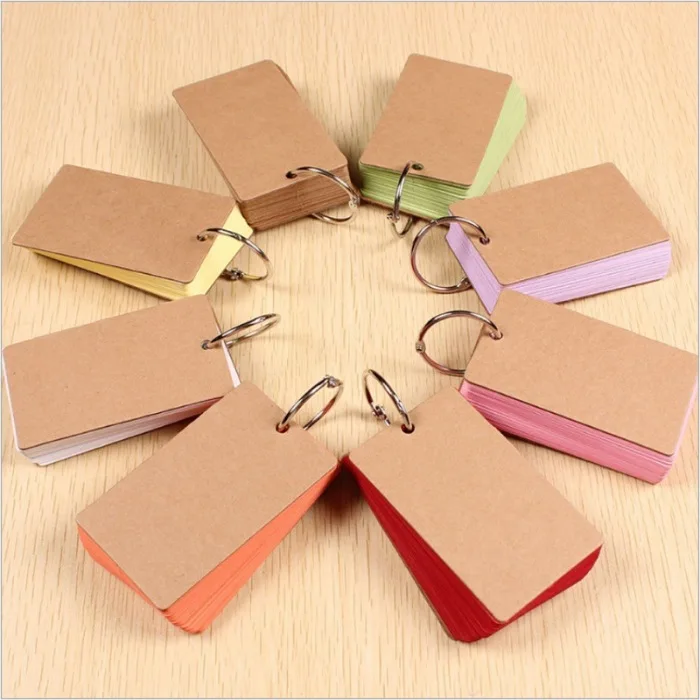 Portable Buckle Binder Notes Flash Cards Memo Pads DIY Blank Card Stationery PI669
