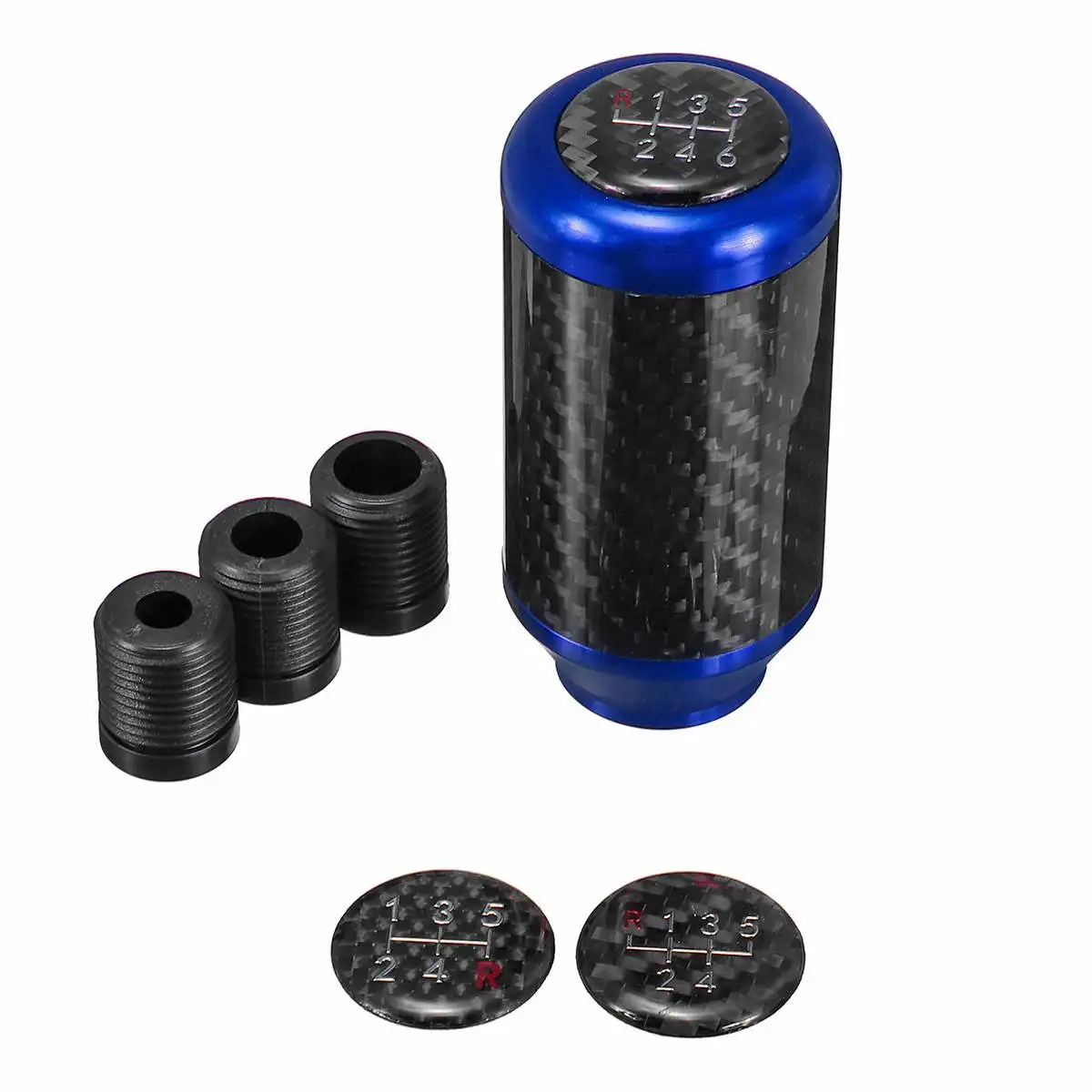 8.5cm Blue Car Manual Gear Knob Shifter Stick Shift 5 6 Speed Universal Racing Aluminum with 3 Caps For Vehicle SUV Manual Transmission - Название цвета: 8.5cm Blue