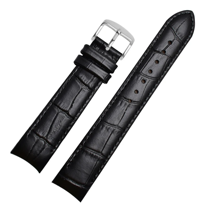 Genuine Leather Bracelet Curved End Watch Strap - Premium Adjustable Band