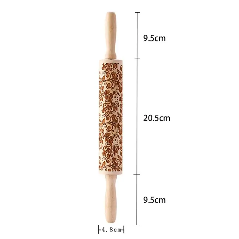 Christmas Snowflake Laser Embossing Rolling Pin Printed Cookie Dough Stick Fondant Tool Baking Noodle Cake Dough Engraved Roller