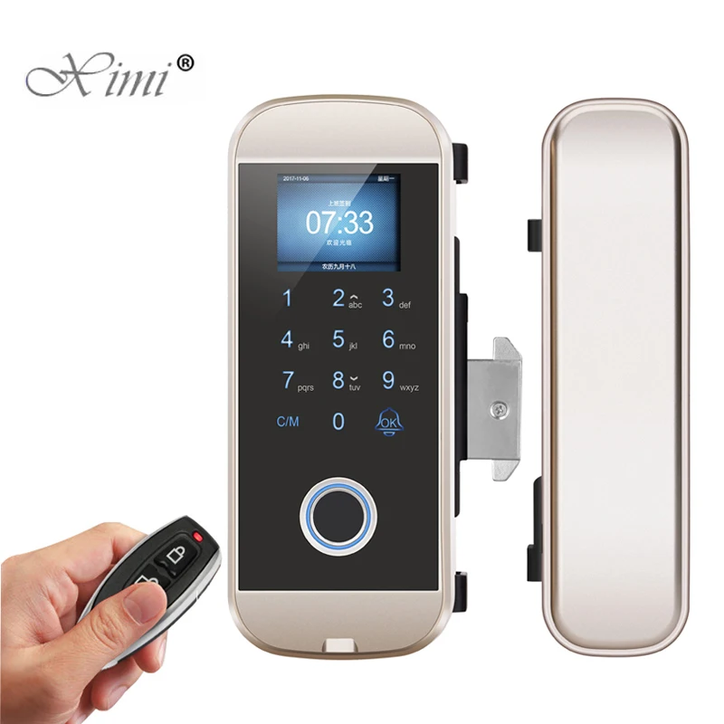 New Sliding Glass Door Lock Biometric Fingerprint RFID Card Password Smart Remote Control Door Lock  Door Access Control System