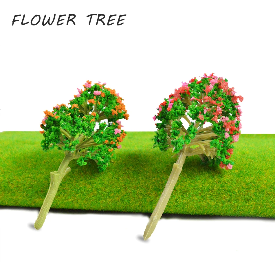 50 шт в наборе два вида 70/68 мм Высота модели Фотофон с цветами деревьями sandtable миниатюрный цветной садовые растения для диорама architecural лес