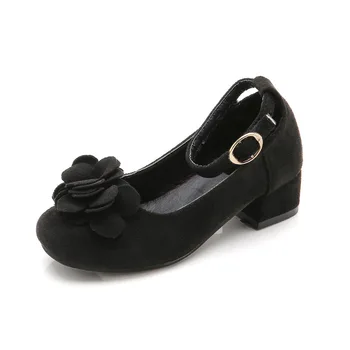 

Children Fashion Flowers High Heel Shoes Girls Leather Shoes For Spring Big Kids Party Dress Shoes Size 3 4 5 6 7 8 9 10 11 12
