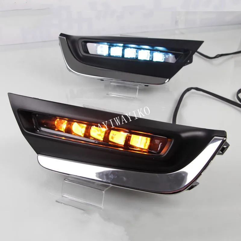 2 шт. для Honda CRV CR-V 12 В светодиодный DRL дневные ходовые огни с желтым сигналом поворота противотуманный светильник