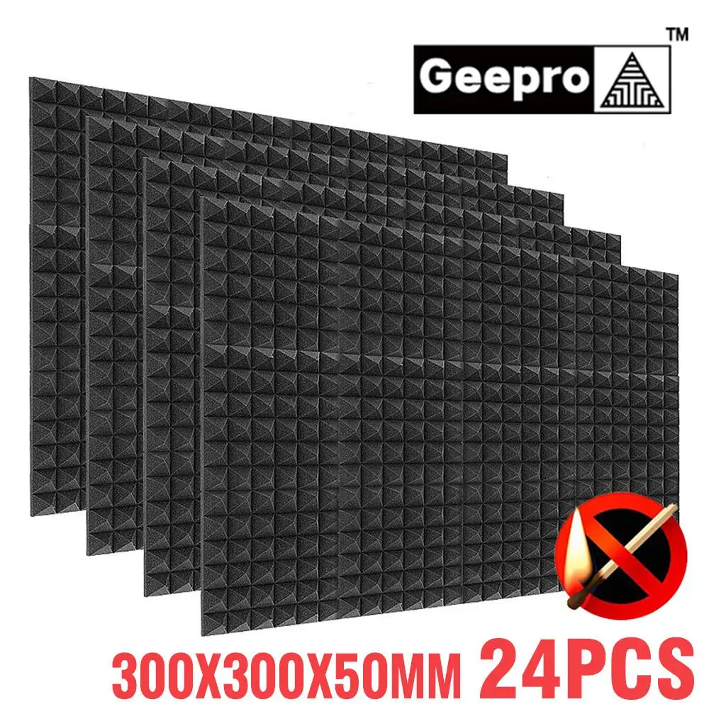 Geepro 300X300X50Mm Pannello Insonorizzante Studio Pannello Acustico Pannello In Schiuma Insonorizzante Trattamento Del Suono Pannelli Murali Per Stud