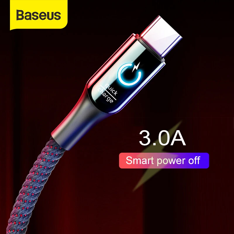 Кабель USB Type C Baseus 3A с быстрой зарядкой умное освещение для Samsung шнур передачи