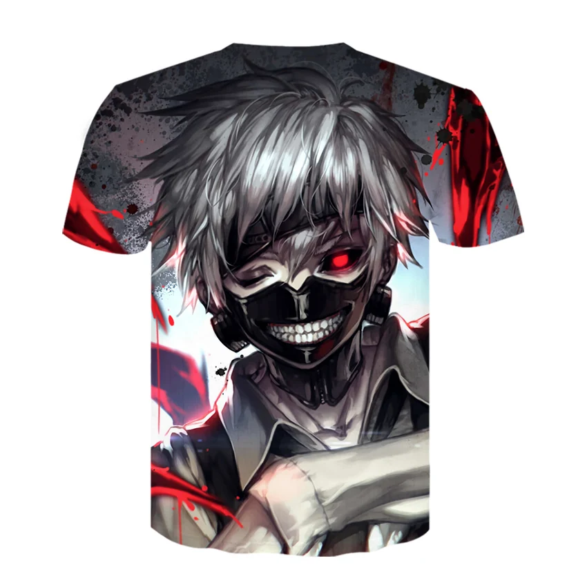 Новинка, популярная мужская одежда, аниме Kaneki Ken, 3d, футболка с изображением японского Гуля, мужские футболки с коротким рукавом, Harajuku, уличная футболка, homme