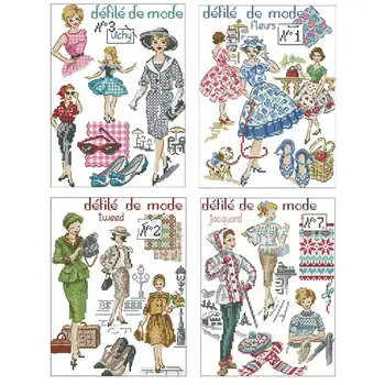 

Fashion woman patterns Counted Cross Stitch 11CT 14CT 18CT DIY Chinese Cross Stitch Kits Embroidery Needlework Sets home decor
