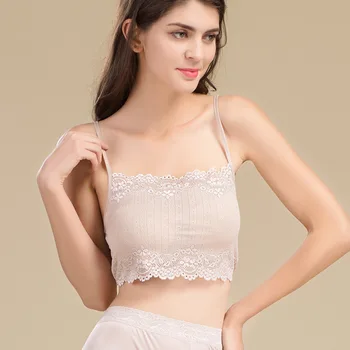 

New Style Silk Knit Lace Adjustable Camisole Tube Top Sexy Comfortable Base Underwear Seamless Solid Factory Direct Selling