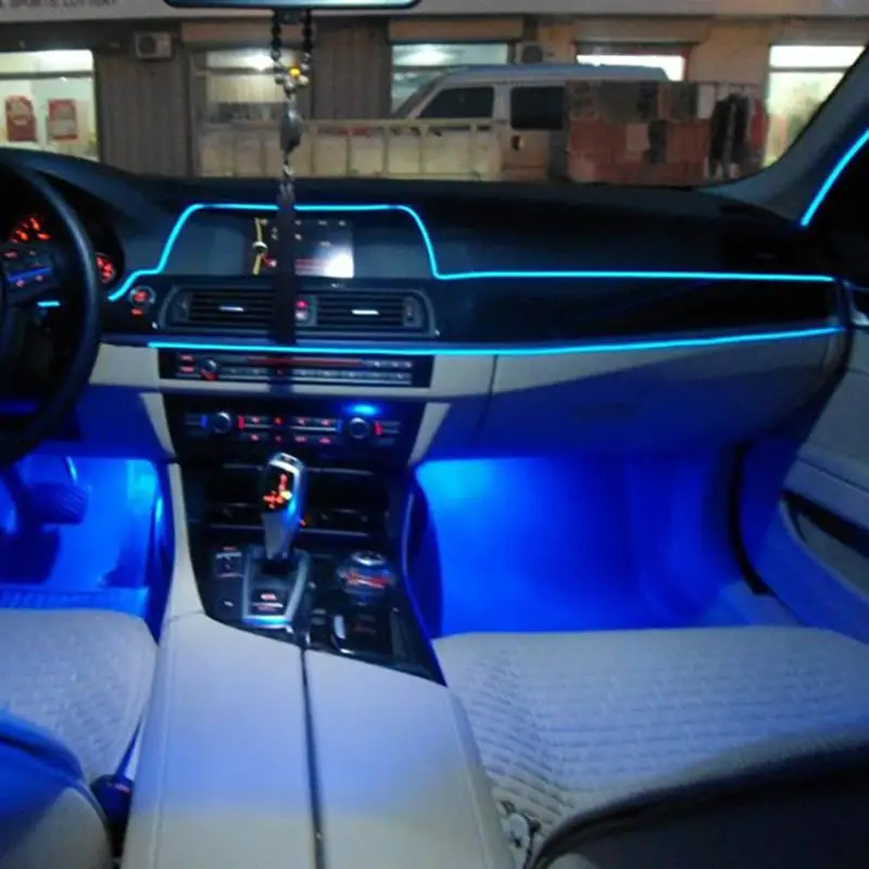 300cm 500cm Car LED Bulbs Decoration Strip Car Auto 12V Flexible Neon EL Universal Metal Wire Interior Strip Car LED Light