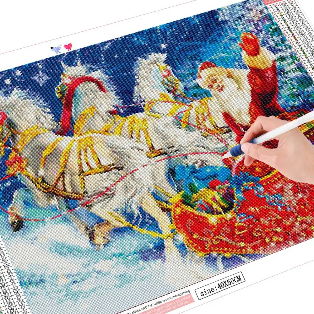 Алмазная живопись HUACAN, Рождественская Алмазная вышивка, стразы с изображением Санта Клауса