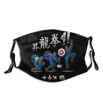 

Captain America Shoryuken Reusable Mask With Replaceable Filters Cartoon Anti Haze Dust Mouth Protection Cover