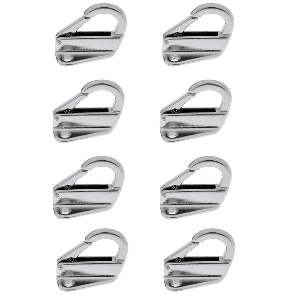 8 Pcs Boat Stainless Steel Spring Snap Type Fender Fending Hook Hanger 9mm