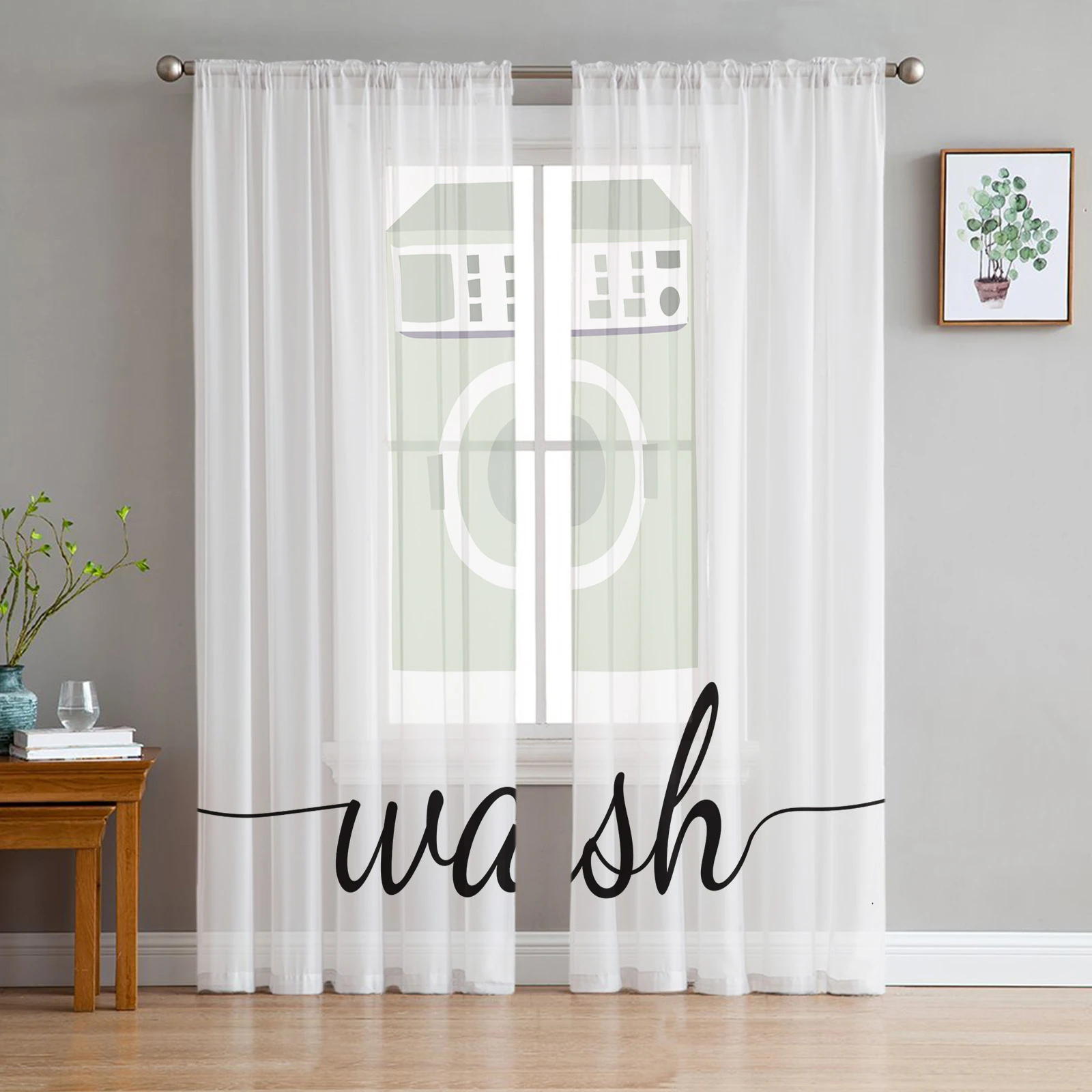 Laundry Room Washing Machine Wash White Tulle In Sheer Curtains For Living Room Bedroom Kitchen