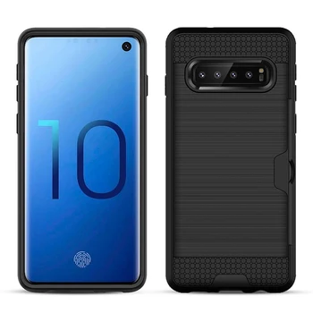 

100pcs Hybird TPU+PC Armor Case For Samsung Galaxy S20 Ultra S10 5G E S9 S8 Plus Note 10 9 8 Brushed Card Slide Shockproof Cover