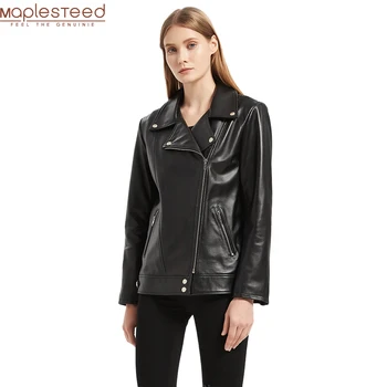 

Maplesteed 100%Soft Sheepskin Women Leather Jacket Long Loose Style Female Natural Skin Coat Autumn Plus Size Bust 92-116cm M486