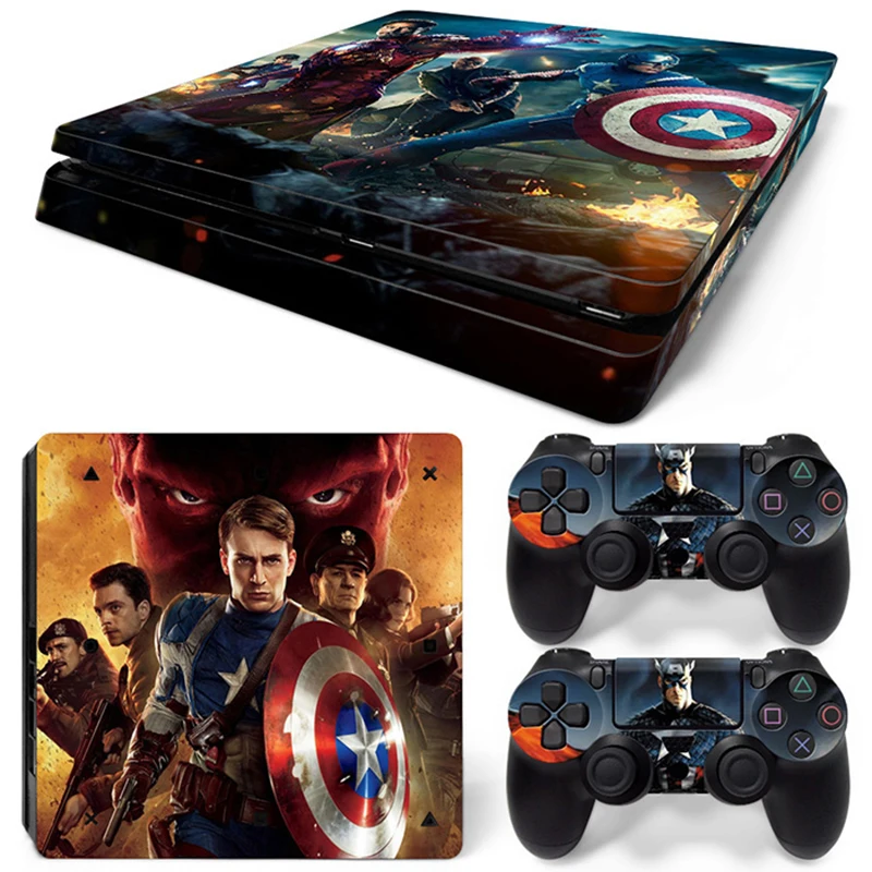 Marvel Spider Man Deadpool Sticker Cover Wrap Protector Skin For Sony PS4 Slim Console & 2PCS Controller Skin Decal For PS4 Slim