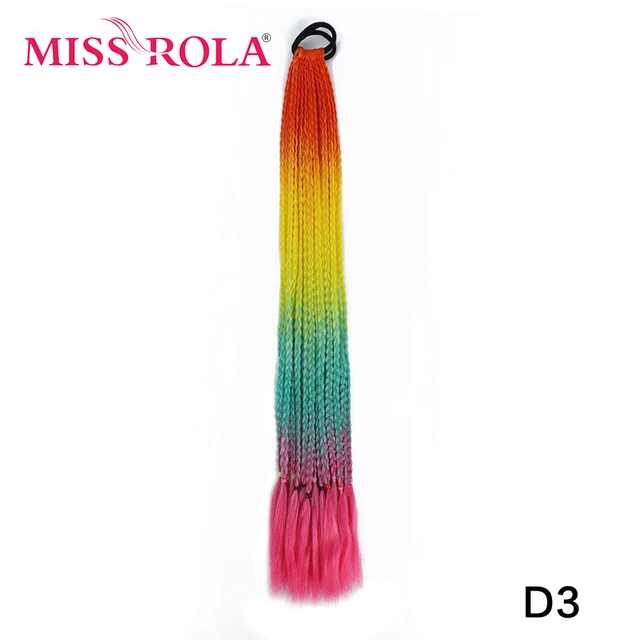 Synthetic Chignon Hair 60cm Hair Color Gradient Dirty Braided Ponytail Women Elastic Hair Rubber Band Hair Accessories Headband D3