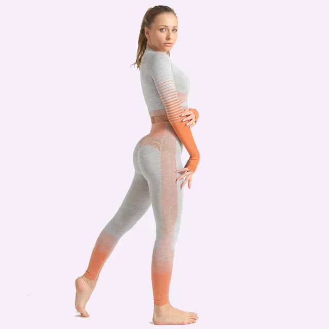 Женский энергетический бесшовный костюм для йоги спортивная