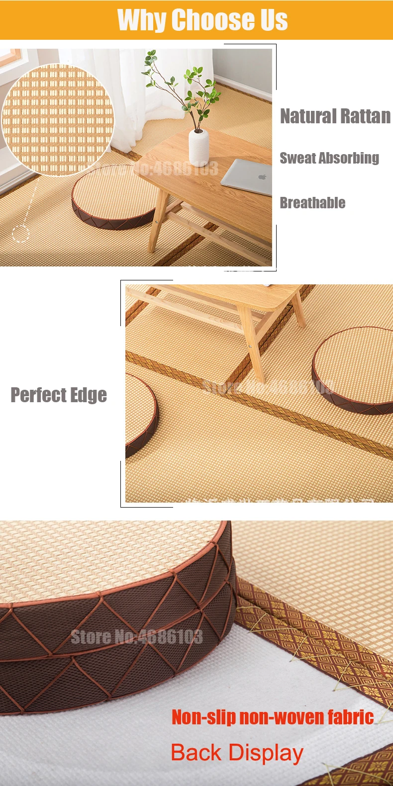 Chinese Eco-Friendly Natural Coir Tatami Mattress 60x120cm Japanese Style Rattan Coconut Floor Mat For Bedroom Living Room