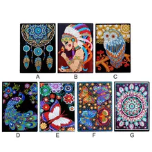 50 страниц 5D DIY Алмазная вышивка, блокнот для детей, взрослых, студентов, для дома, школы, офиса, канцелярские принадлежности, размер А5