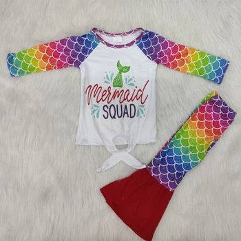 

2020 Kids Clothes Baby Girl Tie Dye Outfit Letter Long Sleeve & Scale Bell Bottom Winter Toddler Baby Outfits Girl Clothing