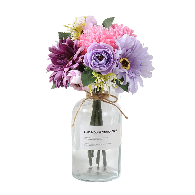 

1Bunch fake rose flower Gerbera Daisy artificial plastic flower for wedding home accessories decoration room decor