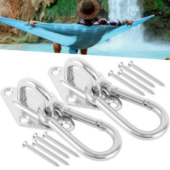 

800lb Capacity Heavy Duty Hammock Chair Buckle Loops Outdoor Tree Hanging Hooks Accessories Kit Swing Chair