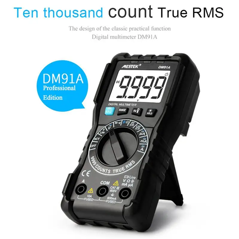 MESTEK DM91A мини мультиметр Цифровой мультиметр 9999 отсчетов Автоматический диапазон тестер многометровый мультиметр