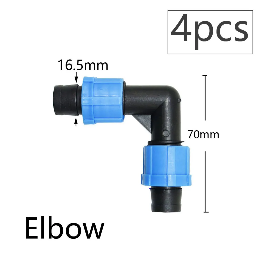 16mm 5/8'' Drip Irrigation Tape Shut-Off Valve Elbow Tee End Plug Thread Lock Connector Garden Watering Pipe Hose Joints 