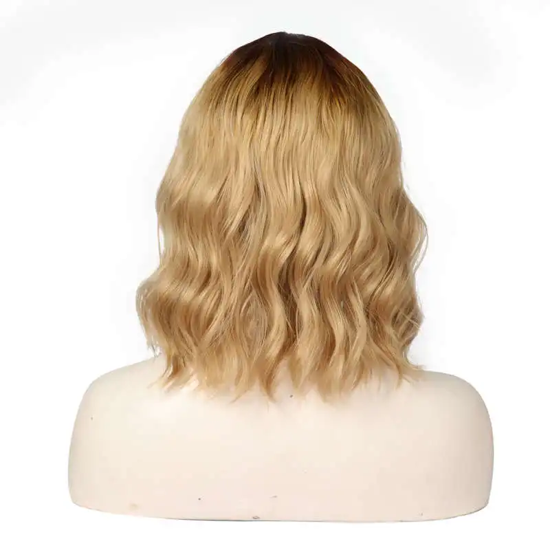 Brown Blonde ValenWigs 1" натуральный эффектом деграде(переход от темного к парик коричневый смешанный светлые/Краска для волос, Серебряно-серый средняя часть Волнистые Синтетические волокна парики для Белый Черный Для женщин - Цвет: Brown Blonde