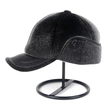 

New Ushanka 2020 Warm Winter Black Baseball Cap Men Faux Fur Hat Earflap Outdoor snow caps Hat russian style gorro invierno