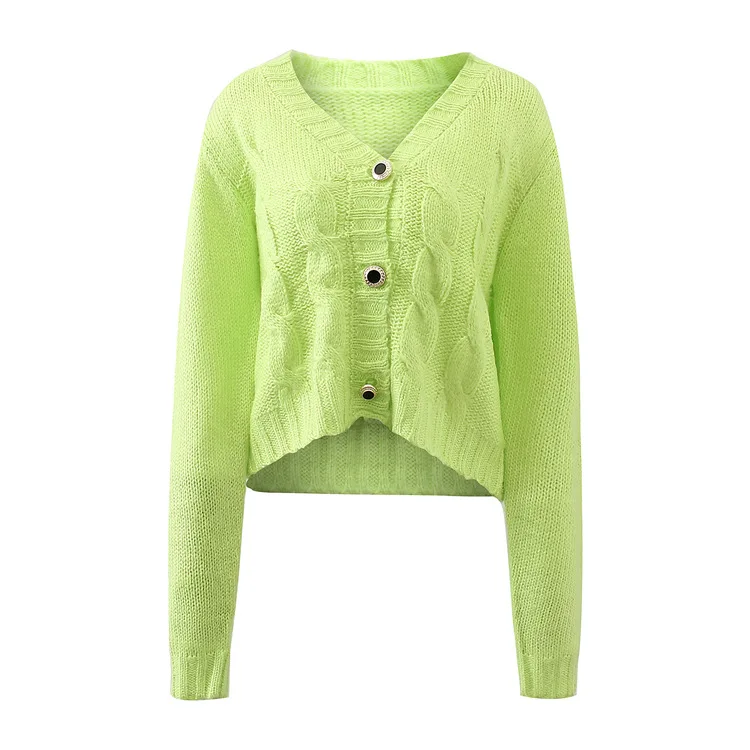 Осень и зима женский свободный зеленый свитер с воротником, однобортный женский Повседневный свитер с рукавом летучая мышь