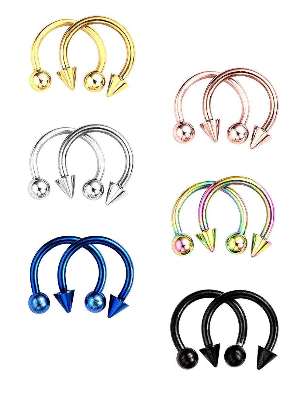 

12 Pieces Stainless Steel Nose Studs Septum Horseshoe Hoop Stud Piercing Rings for Ear Eyebrow Tragus Lip Piercing Jewelry