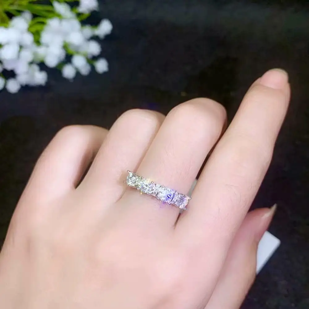 Moissanite красивое резьбовой калибр-кольцо, серебряное кольцо с бриллиантом 925 пробы. Модные украшения, мелкие бриллианты