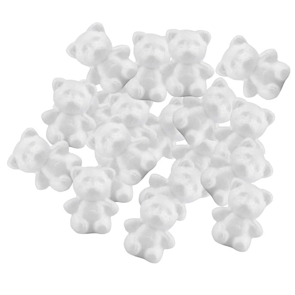 20 Pcs Bear Shaped Modelling Foam Craft Polystyrene Styrofoam Decor Ornament